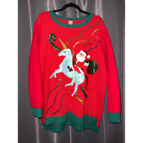 Ugly Christmas Sweater Xmas Size 1X Unicorn - Picture 1 of 3